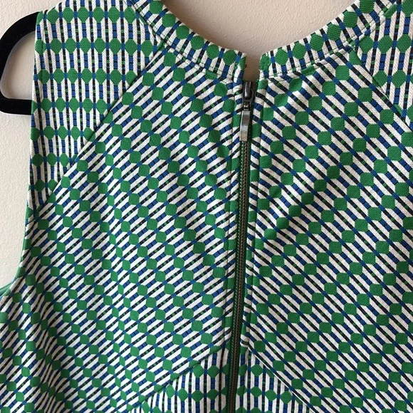 Anthropologie MAEVE Green and White Geometric Mini Dress - Picture 6 of 8